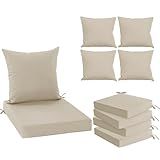 Summsun Outdoor Chair Cushions Set of 4, Waterproof Backrest and Deep Seat Cushion Set for Patio Furniture, Outdoor Sofa Replacement Cushions with Removable Cover, 24 x 24 Inch, Cream