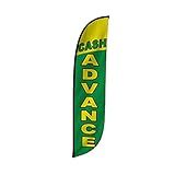 LookOurWay Feather Flag Banner - 12 Feet Tall Advertising Flags for Outdoor Business and Events Promotion - Swooper Flag Only - Financial Service Flags - Cash Advance (10M1200282)