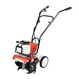 52cc Gas Tiller, 1700W 2-Stroke Mini Garden Cultivator with 11.8in Wide, 4.72in Deep Tillage