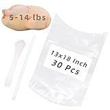 Poultry Shrink Bags,30 Pack 13x18Inches Clear Poultry Heat Shrink Wrap Freezer With 30 Zip Ties,a Silicone Straw for Chickens,Rabbits