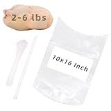 Poultry Shrink Wrap Bags,10x16 Inches 50 Pcs Clear Poultry Heat Shrink Bags Freezer with Zip Ties,Silicone Straw for Chickens,Rabbits