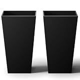 SnugNiture Taper Tall Planters 30 Inch Set of 2, Large Planter for Indoor Outdoor Plants, Modern Flower Pot Containers Large Decorative Tree Planter, Black