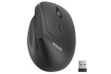 PHILIPS Ergonomic Mouse - Vertical Mouse with 800/1200/1600 Adjustable DPI, 6 Silent Buttons Design for S/M Hands, Auto Power Saving,Light Weight, 2.4GHz Wireless Mouse for Laptop, Desktop, PC-Black