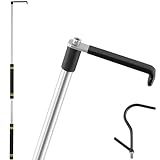 Quynhni Cargo Grabber Reach Tool,Truck Bed Grabber 32-85" Adjustable Length Stainless Steel 2 Replacement Hooks with Rubber Comfortable Sponge Handle