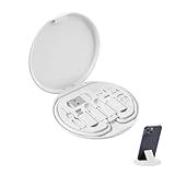 YAFIYGI 9 in 1 Cable Case USB Adapter Cable Conversion Storage Box USB Type C to Micro USB/Lightning/USB A Cable Data Transfer Tool Contains Sim Card Slot Tray Eject Pin Use as Phone Holder (White)