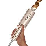 Upgraded Automatic Rotating Curling Iron - TYMO CurlPro Plus Long Barrel Curling Wand for Long Hair, Ceramic Hair Curler for Women, Anti-Scald, Tangle-Free, 600M Ionic, Dual Voltage, Gold, 1 1/4 Inch