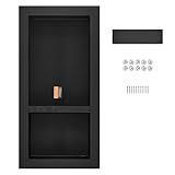 VEVOR Shower Niche Insert Tile Ready 16" x 32", Double Shelf Niche for Shower Wall Bathroom for Shampoo and Toiletry Storage, Black