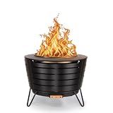 TIKI Patio Smokeless Fire Pit, 25 in Wood Burning Fire Pit with Cover