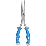 CUDA 10.25" Titanium Bonded Stainless Steel Freshwater Long Needle Nose Pliers #18113 Durable Fishing Hooks Remover, Ring Splitter with Crimper & Mono & Fluorocarbon Cutter