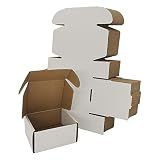 Rnisda 50 Pack 4x4x2'' Small Shipping Boxes, White Corrugated Cardboard Literature Mailers, Mailing Packaging Supplies for Small Business (W442-50)
