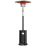 EAST OAK 55,000 BTU Propane Patio Heater with Round Table & Stainless Steel Burner, Outdoor Heater with Wheels, Ideal For Large Patios, Gardens, Outdoor Events, Commercial Use, Black