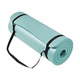 Yoga Mat 1-Inch Extra Thick High-Density Exercise Mat with Non-Slip Surface & Carry Strap for Men & Women Tear-Resistant Pilates Workout Mat for Home Gym, Floor Fitness, Aqua