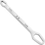 Xastro 8-22mm Double-Ended Multifunctional Universal Wrench ，5/16-7/8 Inch Self-Tightening lazy Wrench Repair Tools ，Chrome Vanadium Steel, silver(1 PCS)