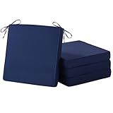 IASEAHK Outdoor Chair Cushions Set of 4, Waterproof Patio Chair Cushions, 19" x 19"x 3" Patio Cushion for Outdoor Furniture, Outdoors Seat Cushion for Patios Furniture with Handle and Ties, Navy Blue