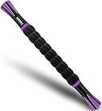 MZDXJ Muscle Roller Massage Roller Stick- Deep Tissue Fascia Blaster for Myofascial Pain Relief, Lymphatic Drainage & Body Sculpting, Handheld Physical Therapy & Recovery Tool (Purple Black-18 inch)