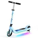 LINGTENG Children's Electric Scooter is Suitable for Children Aged 6-9, Electric Scooter for Kids, 4 Height Adjustable Scooter with Cool Rainbow Lights, 2 Adjustable Speeds, Ideal Gift for Kids