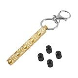 SWPHRT 4-in-1 Brass Tire Deflator Tool with Valve-Cap Keychain