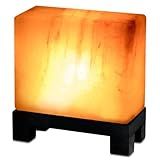UMAID Himalayan Salt Lamp Rectangle, Natural Pink Rock Lamp on Modern Wood Base with Night Light Bulb and Dimmable Cord, Unique Home Decor, Zen Gifts, Perfect for Spa and Meditation Accessories