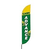 Cash Advance Sign feather flag for Outdoor by Mavis Print | 11.5 FEET Long Polyester Outdoor Banner Flag for Easy Hang | HD Print Swooper I Flag Only for Insurance Advertising