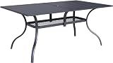 Incbruce Patio Dining Table, 60" x 36" Rectangle Metal Steel Slat Table, with 1.57" Umbrella Hole, for Backyards, Porches, Gardens or Poolside