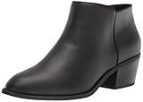Amazon Essentials Women's Ankle Boots with Block Heel, Black Faux Leather, 7.5