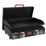 Blackstone OTG Propane Tabletop Griddle w/ Hard Cover, 2 Heat Zones, 22 In | Table Top BBQ Grill for Outdoor, Backyard, and Camping Cooking Setup, Includes Piezo Ignition and Rear Grease Management