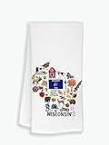 Moonlit93 Wisconsin State Map Kitchen Towel, U.S. State Souvenir Tea Towel, Multi-Purpose Towel, Soft & Absorbent Kitchen Towel, Towel for Wisconsin Lovers, Travel Wisconsin Souvenir