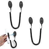 Magnetic Remote Leash Control Holder with Security Cable, Retractable Tidy Anti-lost Rope Organizer Easy Installation Stable Suitable for Projector TV Fan and Air Conditioner Remotes (2Pcs Black, L)