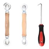 Screen Repair Tool Set, 3 Pcs Window Screen Rolling Tool, Metal/Nylon Window Screen Spline Roller Tool, Screen Roller with Bearing for Install/Repair/Replace Window Screens, with Removal Hook