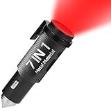 Window Breaker Seatbelt Cutter, Car Window Breaker Tool, Mini Metal Safe Hammer Car Window Breaker, 7 in 1 Car Emergency Kit Includes 30W USB Car Charger & 3-Colour LED Rechargeable Flashlight