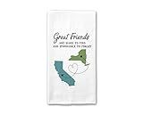 Personalized Long Distance Kitchen Towel | Two State Great Friends | Gift For Friend | Gift For Her | Graduation Present | Moving Away Gift | Long Distance Map Gift | Christmas Gift | College Gift