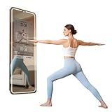 Smart Gym Mirror for Home Workout | 32" HD Touch-Screen Andriod 12 OS | 63" Reflective Surface | No VIP Fees Support Various APP, Voice Control, Music Sync LED Strip Lights, for Home Gym/ Yoga/ Dance