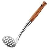 Avocado Masher Stainless Steel Small, Mini Potato Masher, Wooden Handle Potatoes Masher Kitchen Tool for Avocado, Potatoes, Beans, Vegetables, 8.7Inch Metal Mashing Utensil
