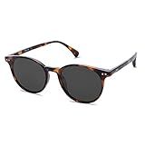 SOJOS Small Round Classic Polarized Sunglasses for Women Men Vintage Style UV400 Lens MAY SJ2113, Tortoise/Grey