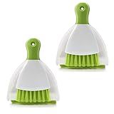 Dust pan Broom Brush Dustpan - Small Broom and Dustpan Set,Mini Broom and Dustpan,Small Dustpan and Brush Set for Home Cleaning, Sofa, Desk, Guinea Pig Cage, Cat Litter etc.(Green 2 Set)