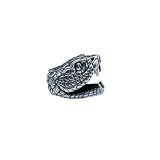 Brass Python Snake Head Model EDC Beads Pendant Jewelry Making Supplies,Personality DIY Outdoors Tools Paracord Beads Charm Lanyard Hand-Woven Accessories (White Copper)