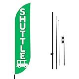 Shuttle Sign feather flag Pole Kit for Outdoor by Mavis Printing | 15 FEET Long Polyester Outdoor Banner Flag for Easy Hang | HD Print Swooper Flag Pole Mount to Celebrate Shuttle | Made in USA