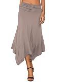 DJT Women's Flowy Handkerchief Hemline Casual Elegant Midi Skirt S Coffee