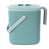 Blue Ginkgo Kitchen Compost Bin [5L / 1.32 GAL] – Filter-Free, Odor-Tight Countertop Food Waste Pail with Handles (Made in Korea, Green)