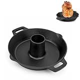 Charkettle Cast Iron Poultry Roaster Insert, Beer Can Chicken Holder with Roasting Pan, Gourmet BBQ System Vertical Roaster Stand Grilling Accessories Rack for 22" Kettle Grills/Oven/Smoker
