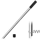 Tlence Pool Cover Tool, 26-1/2 Inch Long Pool Cover Anchor Removal Rod, Swimming Pool Safety Cover Spring Installation Tool, Stainless Steel Heavy Duty Pool Cover Bar for Concrete and Paver Deck