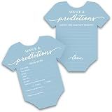 Baby Shower Advice & Prediction Cards - For 50 Guests - Blue Onesie | Double Sided Advice + Predictions Cards - Minimalist Baby Shower Decorations & Games for Boys - (Set of 50)