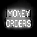 SpellBrite LED Neon MONEY ORDERS Sign for Business - White, 24" x 15"