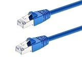 Monoprice Cat6A 2ft Blue Patch Cable Double Shielded (S/FTP) 26AWG 10G Pure Bare Copper Snagless RJ45 Fullboot Series Ethernet Cable