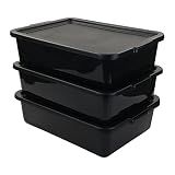 Pekky 13 L Food Service Bus Tub with Lid, 3 Pack Commercial Tote Box, Black