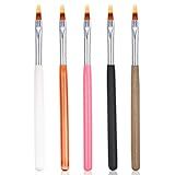 KAAGEE 5pcs Ombre Nail Brush Nail Paint Pen for Lace Line Gradient Color Ombre Brush for Gel Nails Wood Nail Art Brushes Nail Design Brushes Acrylic Nail Polish Tools Nail Accessories