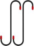 2 PCS Brake Caliper Hanger Hooks with Red Rubber Tips,Auto Brake Caliper Compression Tool,Automotive Tool for Braking,Axle,Bearing,Suspension Work,Car Tools Gifts for Men,Dad (Black)