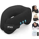 2in1 Ergonomic Memory Foam Travel Neck Pillow – 2025 Upgrade Travel Pillow for All Sleep Positions on Flights, Road Trips, and Long Distance Travel with Drawstring Bag (Adjustable - Black)