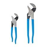 Channellock 2 Piece Tongue and Groove Pliers Set - 9.5-Inch, 6.5-Inch | Straight Jaw Groove Joint Pliers | Laser Heat-Treated 90° Teeth| Forged from High Carbon Steel | Patented Reinforcing Edge Minimizes Stress Breakage | Made in USA