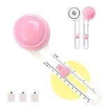 Circle Paper Cutters，Adjustable Rotary Circle Cutter，Circular Cardboard Circle Cutter with 3 Replaceable Blades, Trimmer Scrapbooking Tools，DIY Craft Cutting Tools Pink
